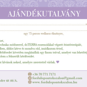 Gift certificate for a wellness experience with AromaTouch touch therapy