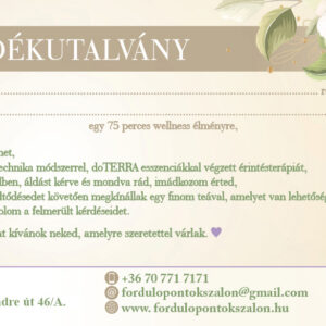 Gift certificate for a wellness experience with AromaTouch touch therapy