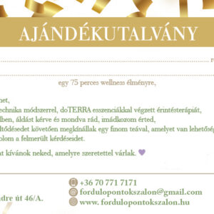 Gift certificate for a wellness experience with AromaTouch touch therapy